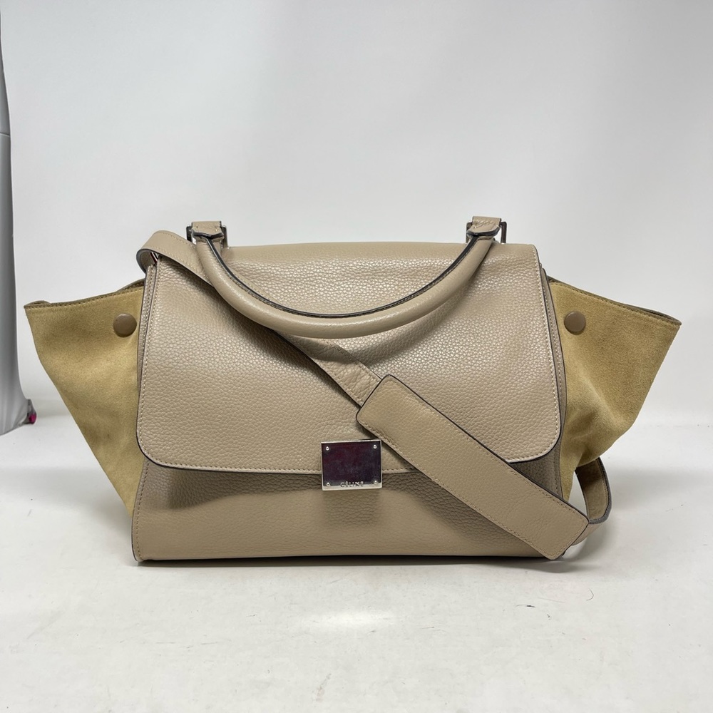 AUTHENTIC CELINE Hand Bag Beige Leather suede - Picture 2 of 16